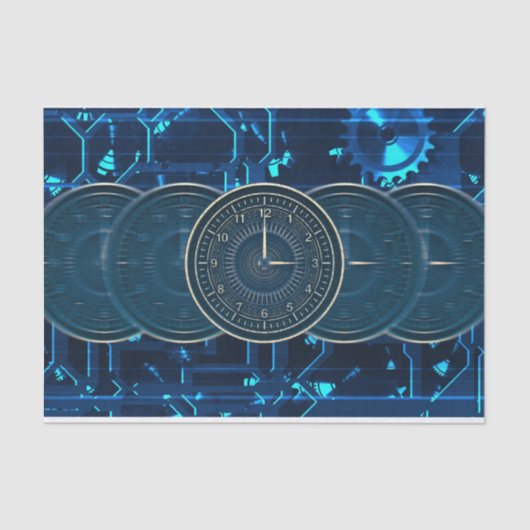 Stampunk-uurwerkklokken Tissuepapier (Voorkant)