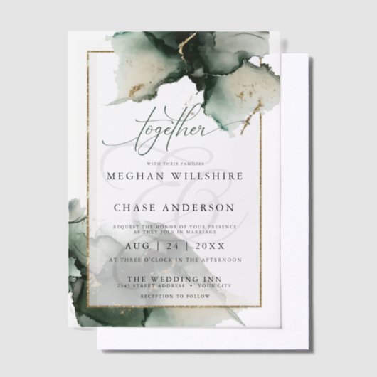 Stand Alone Moderne Sage Green Vellum Invitation (Compenser)
