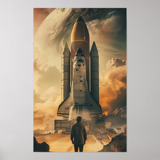 Stand at Giant Spacship Poster Imprimer (Devant)
