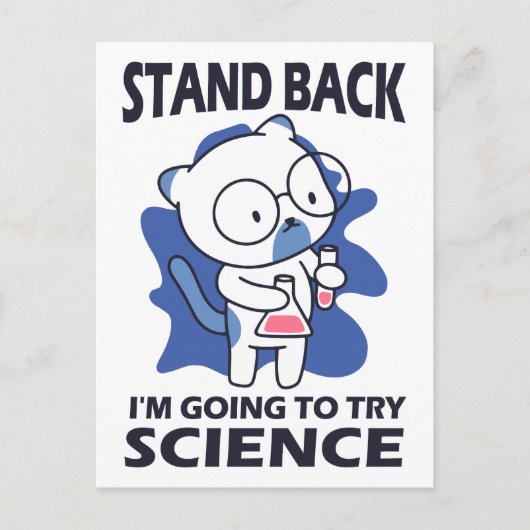 Stand Back - Schattige kattenwetenschapper experim Briefkaart (Voorkant)