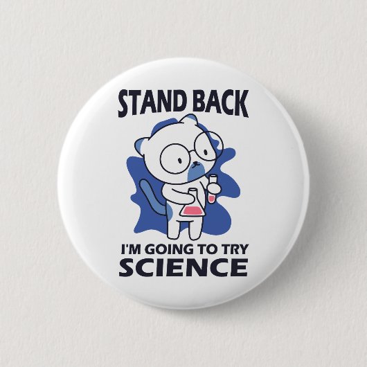 Stand Back - Schattige kattenwetenschapper experim Ronde Button 5,7 Cm (Voorkant)