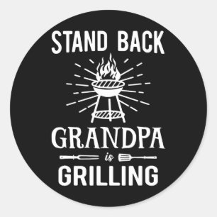 Stand CK Opa is het grillen van grappige BBQ Reddi Ronde Sticker