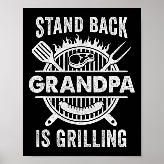 Stand CK Opa is het grillen van grappige BBQ Vader Poster (Voorkant)