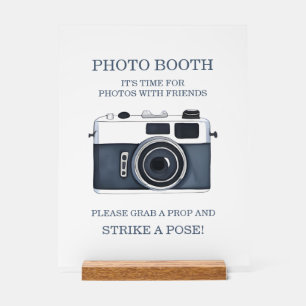 Stand de photomaton de mariage à l'aquarelle bleu