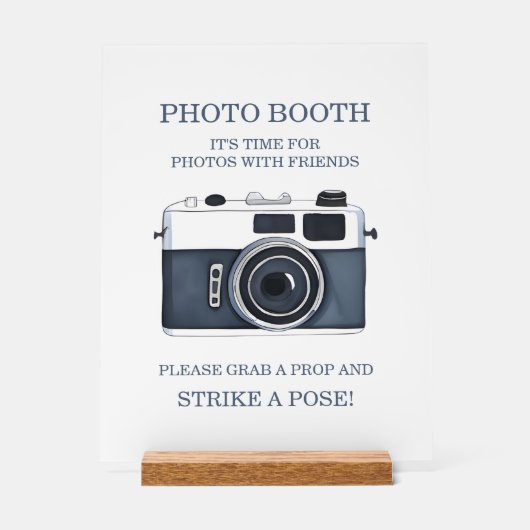Stand de photomaton de mariage à l'aquarelle bleu  (Recto)