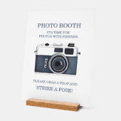 Stand de photomaton de mariage à l'aquarelle bleu  (Angle)