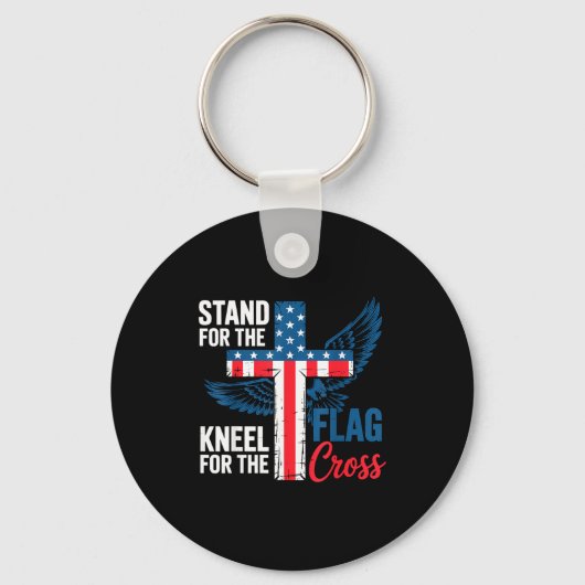 Stand For The Flag, Kneel For The Cross Patriotic Sleutelhanger (Voorkant)