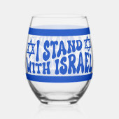 Stand met Israel Retro Groovy tekst Wijnglas Zonder Voet (Achterkant)