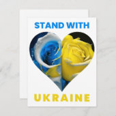 Stand met Oekraïne, Oekraïense Hart Vlag, Oekraïen Feestdagenkaart (Voorkant / Achterkant)