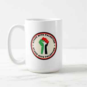 Stand met Palestina - Fist - Vlag Kleuren Koffiemok