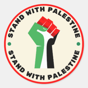 Stand met Palestina - Fist - Vlag Kleuren Ronde Sticker