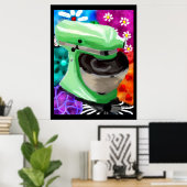 Stand Mixer Funky Abstracte Kunst Groen Roze Poster (Thuiskantoor)