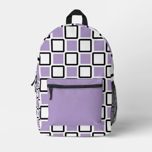 Stand Out with the Pale Purple and White Geometric Bedrukte Rugzak (Voorkant)