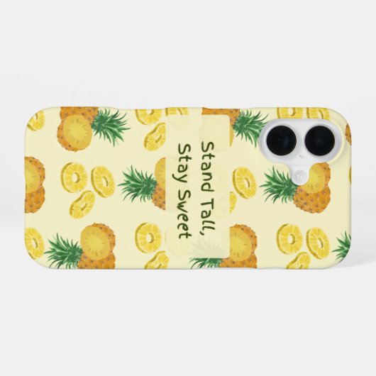Stand Tall, Stay Sweet Pineapple pattern iPhone 16 Hoesje (Achterkant horizontaal)