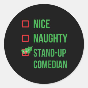 Stand-up Comedian Funny Pajama Kerstcadeau Ragl Ronde Sticker