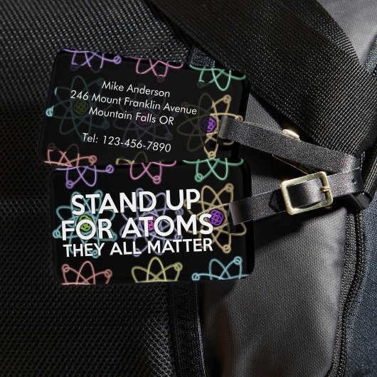 STAND UP FOR ATOMS Fun Science Quote Gezegde Bagagelabel