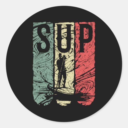 Stand Up Paddle Board Reggea Sup Stand Up Paddling Ronde Sticker (Voorkant)