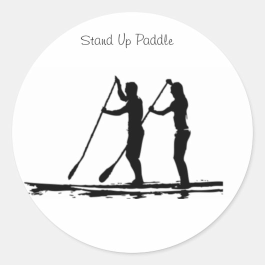 stand up paddle ronde sticker (Voorkant)