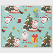Stand-up paddleboarden Surfen Kerstman Cadeaupapier (Vlak)