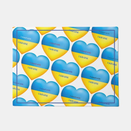 Stand van zaken met blauw geel deurmat (Voorkant)