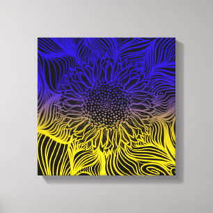 Stand van zaken met de abstracte zonnebloem in Oek Canvas Afdruk