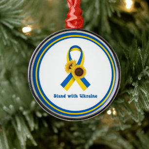 Stand van zaken met Oekraïne Support Ribbon Metalen Ornament