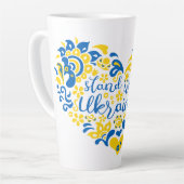 Stand with Ukraine letting and heart Latte Mug (Angle gauche)