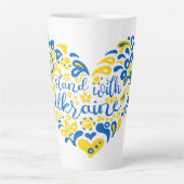 Stand with Ukraine letting and heart Latte Mug (Devant)
