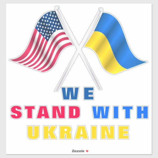 Stand With Ukraine Sticker drapeaux USA et Ukraine (Feuille)