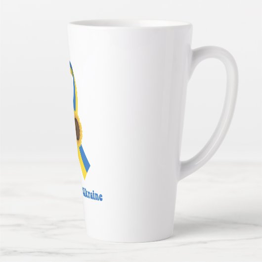 Stand With Ukraine Support Ribbon Latte Mok (Rechts)
