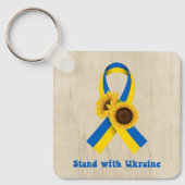 Stand With Ukraine Support Ribbon Sleutelhanger (Voorkant)