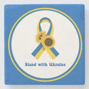 Stand With Ukraine Support Ribbon Stenen Onderzetter