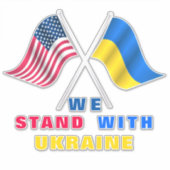 Stand With Ukraine USA and Ukraine Flags Sticker (Devant)