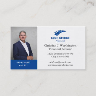 Standaard Blue Custom Headshot Company Logo Financ Visitekaartje