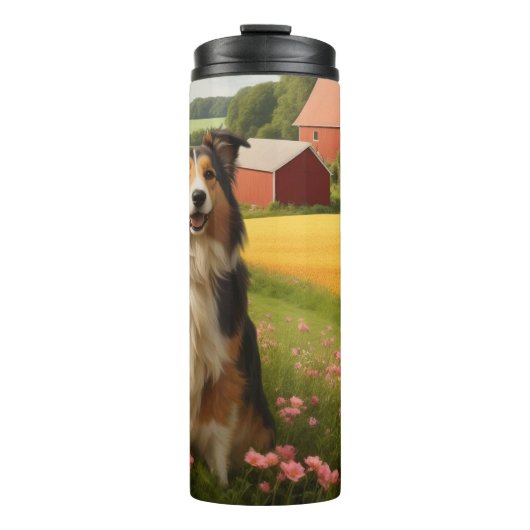 Standaard Collie op Boerderij Thermosbeker (Voorkant)