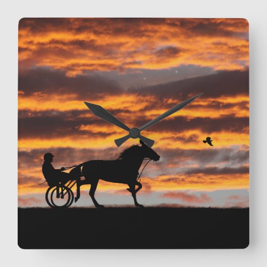 Standaard draaiende ringpaard wandklok vierkante klok (Voorkant)