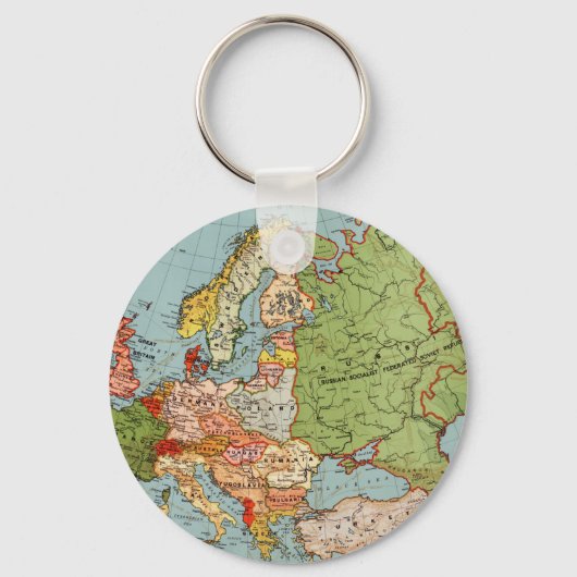 Standaard kaart van de  Europa 20e eeuw Sleutelhanger (Voorkant)