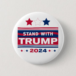 Standaard met Trump~2024~MAGA Ronde Button 5,7 Cm