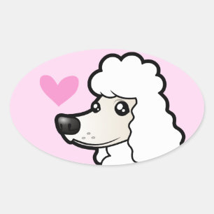 Standaard/Miniatuur/Speelgoed Poodle Love (puppy c Ovale Sticker