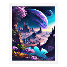 Standaard mooie ruimte met mystieke planeten 3d