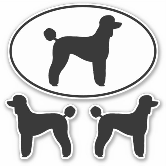 Standaard poedel hond silhouetten vinyl Sticker se (Voorkant)