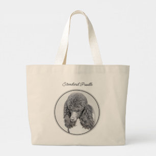 Standaard Poodle Schilderij Parti Zwart Wit Honden Grote Tote Bag
