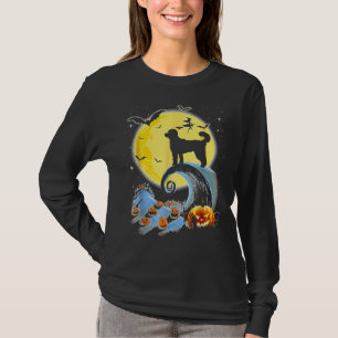 Standaard porseleinen hond en moon Funny Halloween T-shirt