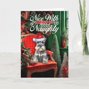 Standaard Schnauzer Kersthond Stout of Braaf Feestdagen Kaart