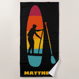 Standaard Staande Paddle Bord SUP Zonsondergang Pe Strandlaken