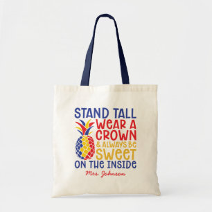 Standaard Tall Draag een kroon   Ananas voor autis Tote Bag