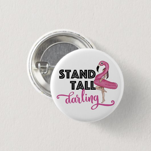 Standaard verdonkerroze Button met flamingo (Voorkant /achterkant)