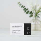 Standaard zwart monogram modern Visitekaartje (Staand voorkant)