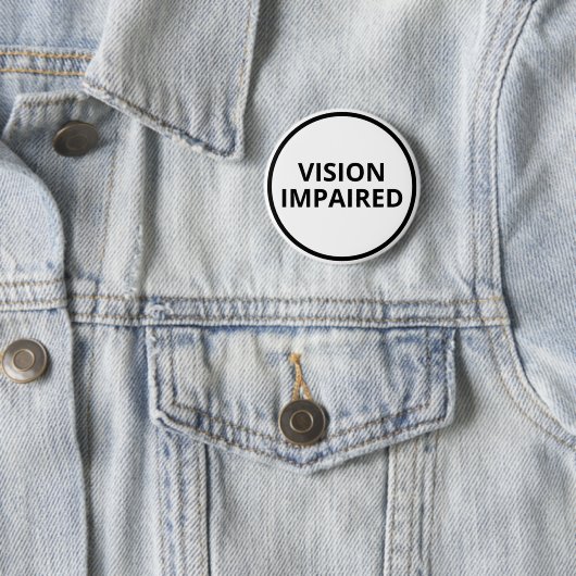 Standaard zwart-wit tekst slechtziend ronde button 5,7 cm (In situ)