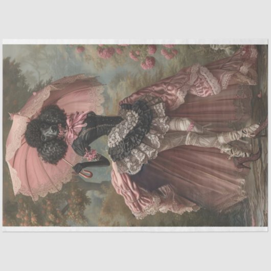 Standaard zwarte poedel boho  decoupage tissuepapier (Voorkant)